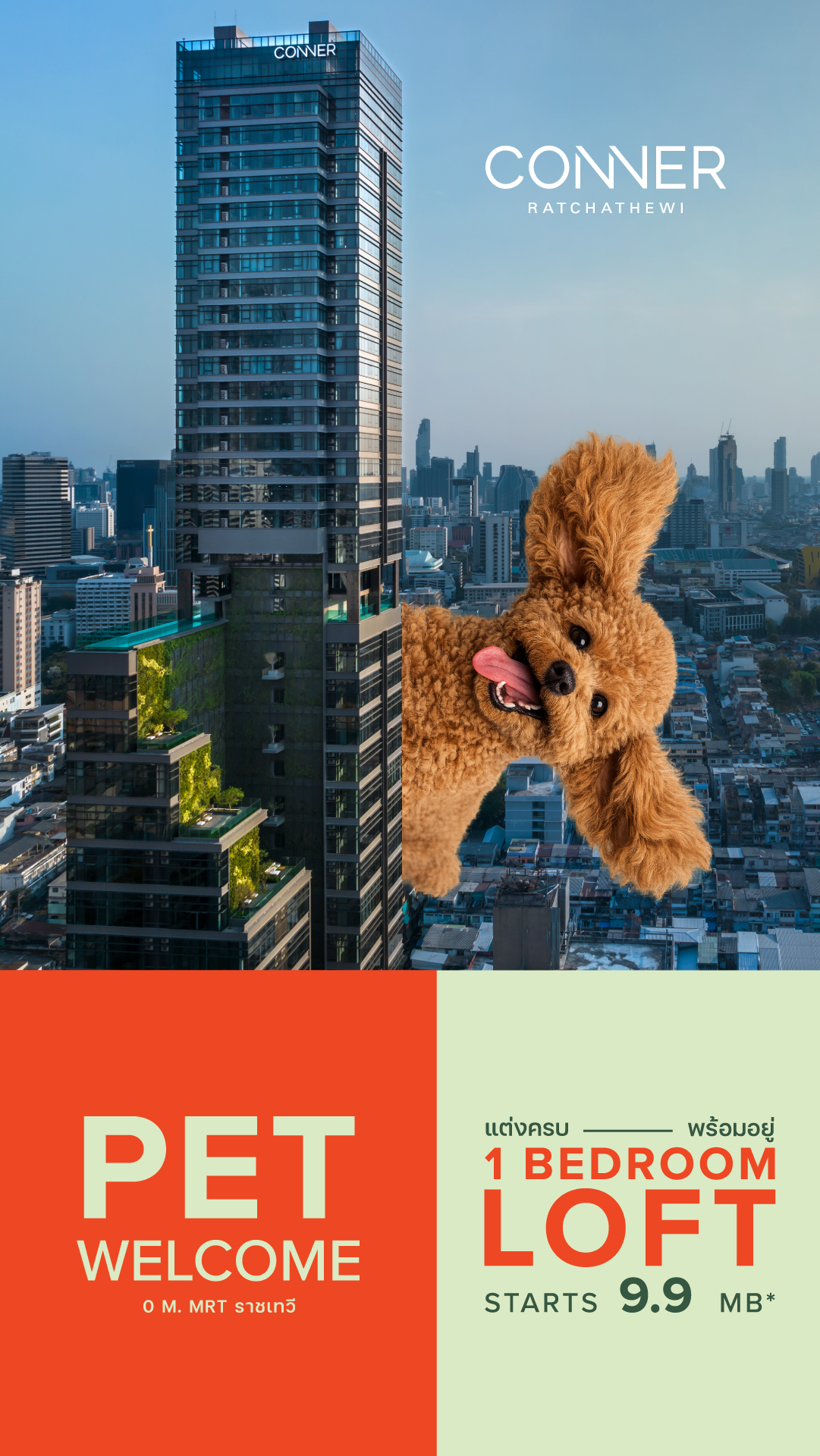 PET WELCOME 0 M. MRT ราชเทวี แต่งครบ พร้อมอยู่ 1 BEDROOM LOFT STARTS 9.9 MB*